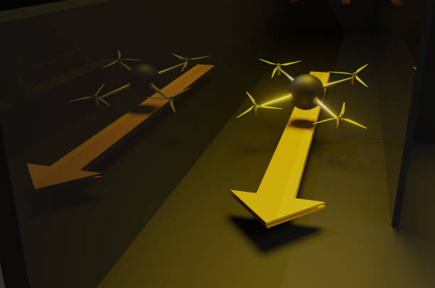 Two way traffic sign showing opposite directions on blue sky. Dilemma concept. Front view. Horizontal composition with copy space. Clipping path is included.