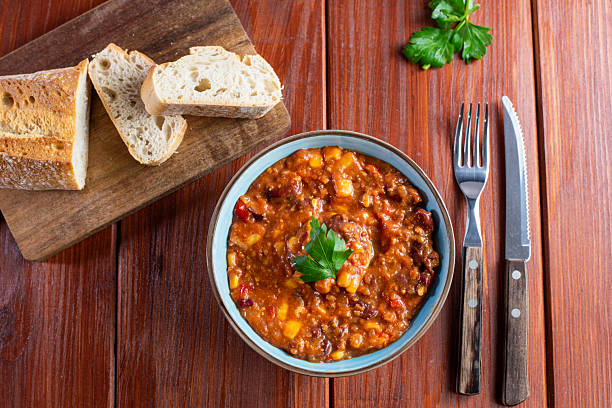 Bowl with tasty chili con carne