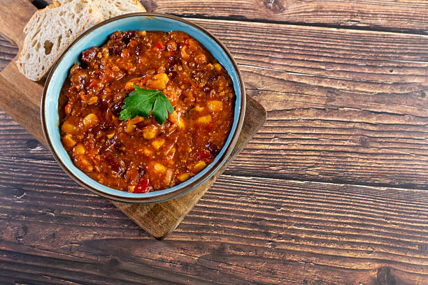 Bowl with tasty chili con carne