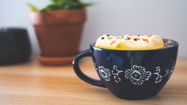 Hot chocolate with easter themed chick yellow marshmallows holiday happy