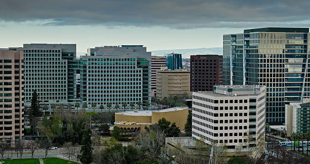 istock Drone View of Downtown San Jose on an Overcast Day 2206138792