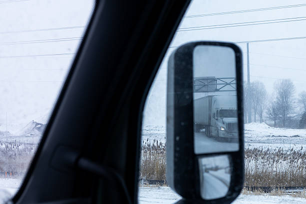 istock Snow-covered road visible through a car window on a winter day. 2206146625