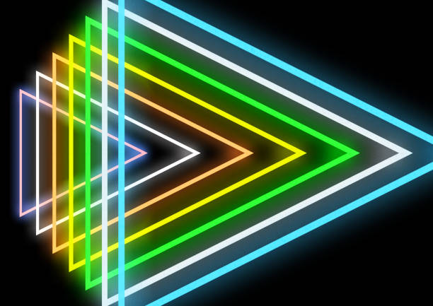 A row of neon lights in blue and red. The blue lights are on the left side of the image, while the red lights are on the right side. The lights are arranged in a way that creates a sense of contrast