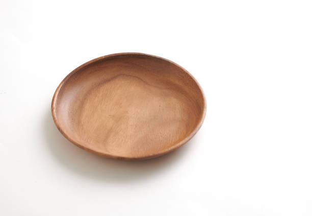istock Round Wooden Plate with Smooth Finish on White Background. 2206162645