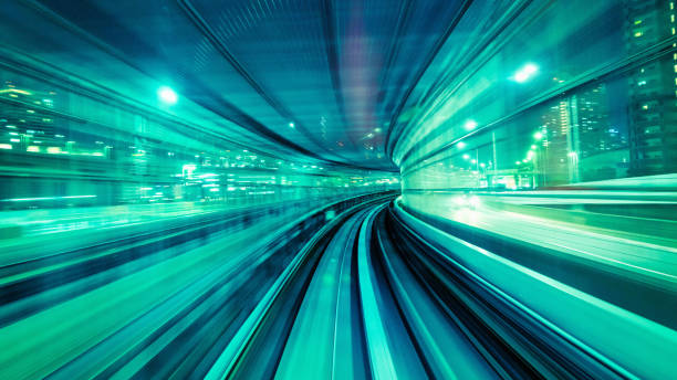 istock Speeding Train Motion Blur Abstract Tokyo Japan Odaiba 2206165091