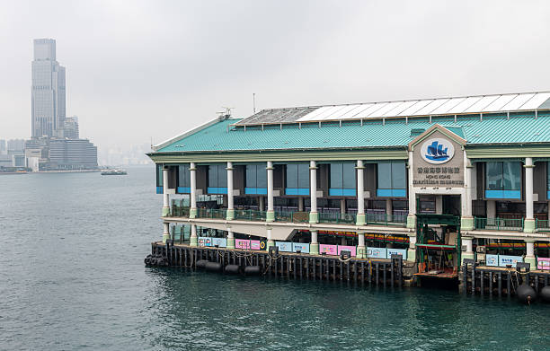 Hong Kong. China- 02.21.2025. Exterior view of the Hong Kong Maritime Museum situation in the Central district seafront opposite Central Pier.