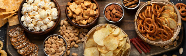 istock Assortment of salty snacks. 2206166003