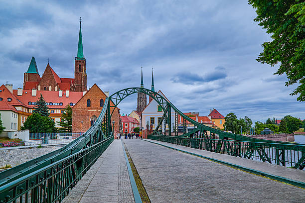 Tumski Bridge, also called Lovers Bridge or Green Bridge was Constructed in 1889. It's a place of glamoured tradition for lovers, Wroclaw, Poland, Europe