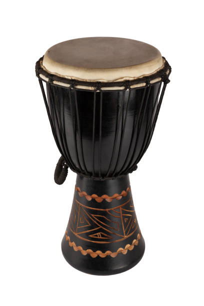 istock Black djembe, ethnic percussion instrument, isolated on white background cutout 2206171030