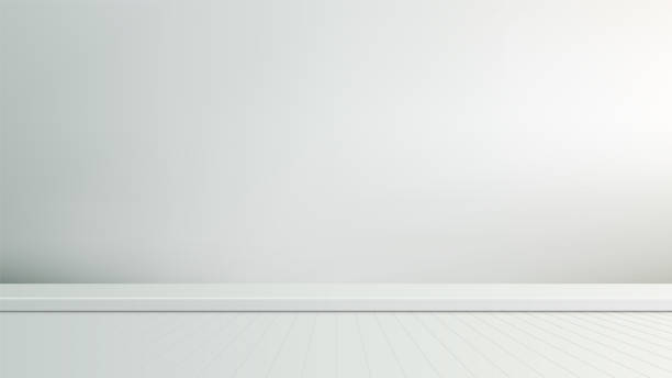 istock minimalist white room with clean wood grain floor, modern interior design background for product mockup showcase 2206171101