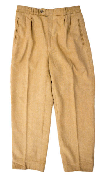 Yellow men's trousers on a white background.