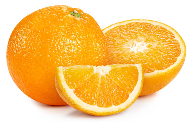 istock Fresh organic orange with leaves isolated on white background 2206176805