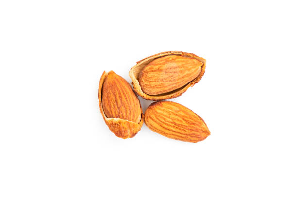 istock Roasted almond nuts isolated on white background, Almond Kernels 2206194273