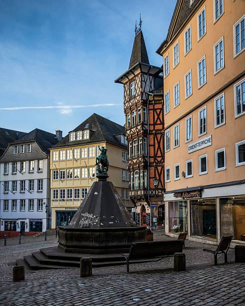 Marburg, Germany – February 22, 2025: Charming old town in the medieval city of Marburg, Hesse, Germany
