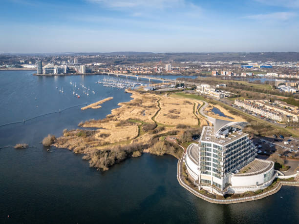 istock Cardiff Bay Wetlands Reserve and hotel building 2206199393