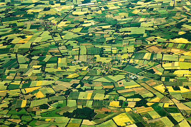 istock Aerial view of settlemens and fields, Germany, Europe. 2206200567