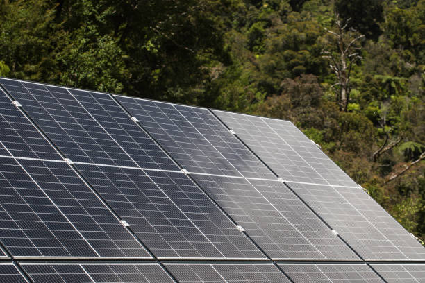 istock Sustainable energy solution with solar panels in nature setting. Eco Friendly 2206202629