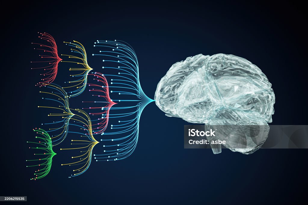 Brain Connection Graph Hierarchy Organogram Chart Infographics And Glowing Brain Ai Neural ...