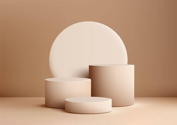 istock modern luxury cylindrical podiums in soft beige tones for product display and showcase mockup 2206223324