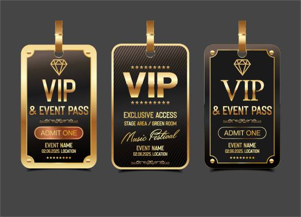Concert, party or festival gold VIP full pass design template admit design template