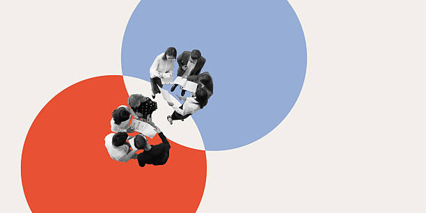 istock Business synergy. Two teams engaging in collaborative planning, exchanging insights, structuring strategies for optimized decision-making 2206224225