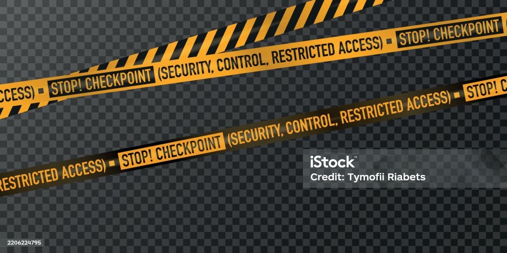 Transparent Background Security Text Yellow And Black Security Tape With Stop Checkpoint Text On Transparent ...