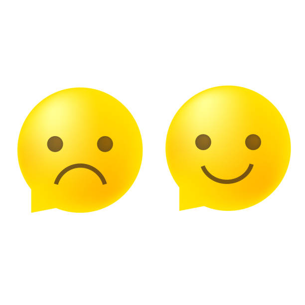 istock Bright chat bubbles. Sad happy mood. Vector emoticon shapes. Yellow smile icons. 2206227391