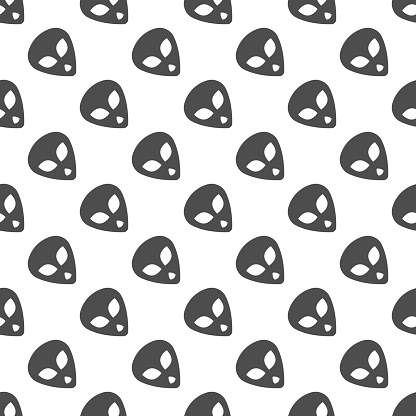Alien Head Solid Seamless Pattern Cosmos Theme Vector Graphics Humanoid ...