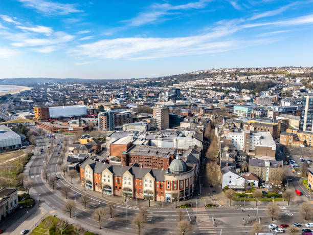 istock Mixed use buildings in central Swansea 2206230128