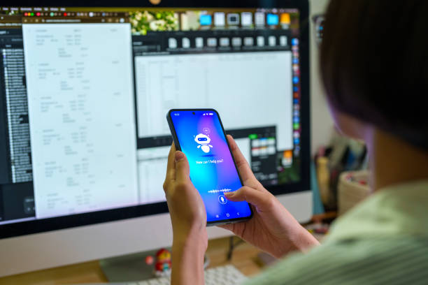 Student Using AI Chatbot While Studying stock photo