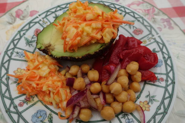 istock Appetizer buffet Avocado coleslaw grilled red pepper chickpeas red onion  Meal served 2206232802
