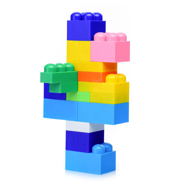 Plastic color construction kit for children's games isolated on a white background. Bird-shaped construction kit for children's development.