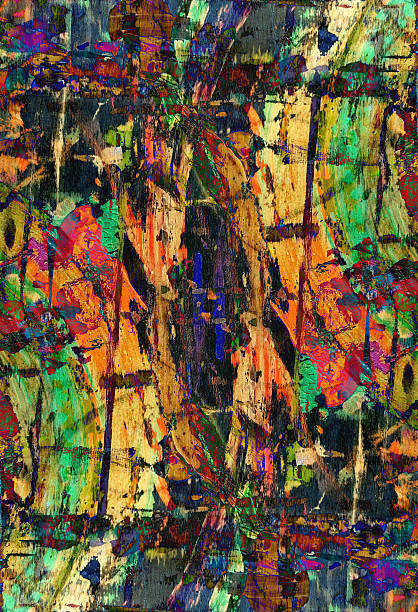istock Paint brushes and palette of oil paints on a black background. Selective focus 2206234616