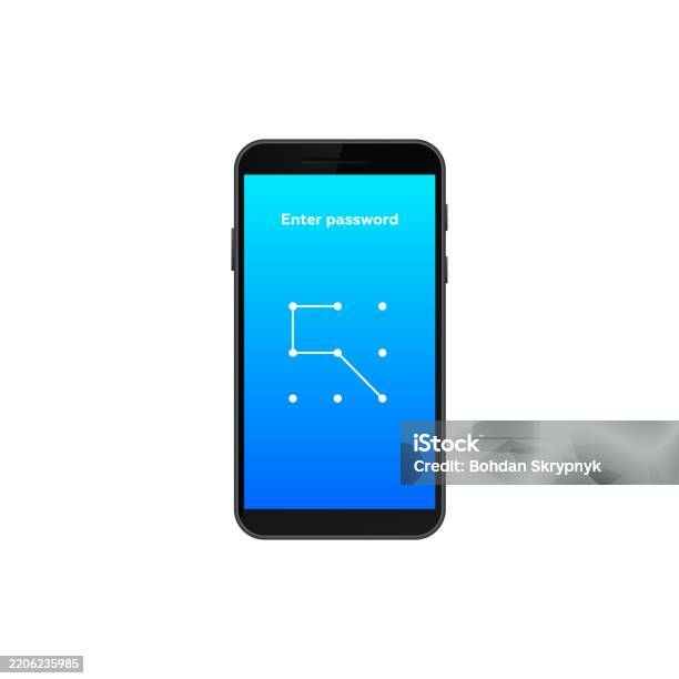 Smartphone Displaying Pattern Lock Screen For Secure Access And Data ...
