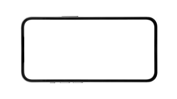 Blank smartphone screen mockup in horizontal orientation - isolated on a white background