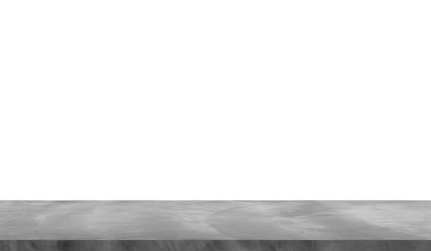 istock empty grey plaster concrete table top in foreground isolated on background with clipping path. counter bar foreground. 2206245057