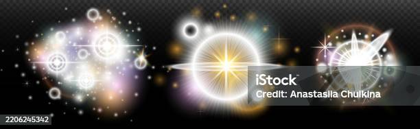 Magic Flash Background Set Of Flash Light Effect With Glare And Glow On A Transparent ...