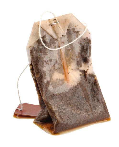 istock Used tea bag isolated on white background. 2206246563