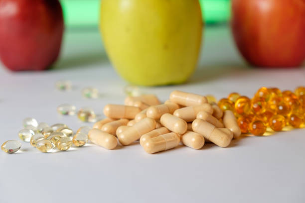 Healthy choices balanced with natural fruits and vitamins in vibrant colors