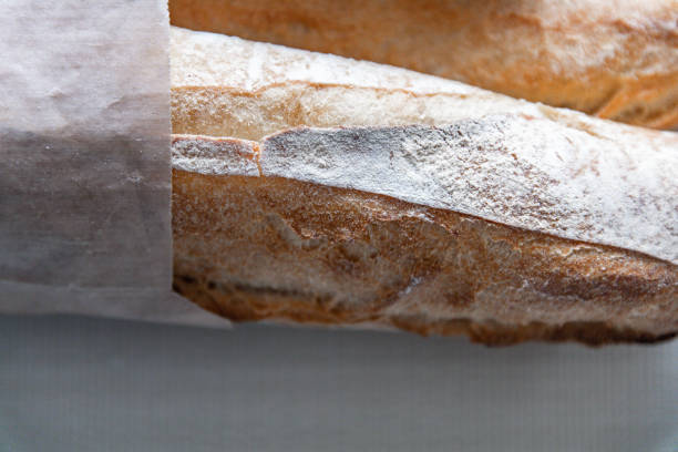 Traditional French baguette purchased from a bakery