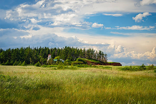 Lighthouse along the shore of rural Prince Edward Island, Canada.