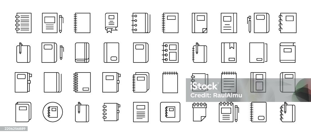 Notebook Outline Simple Linear Image Collection Editable Stroke ...