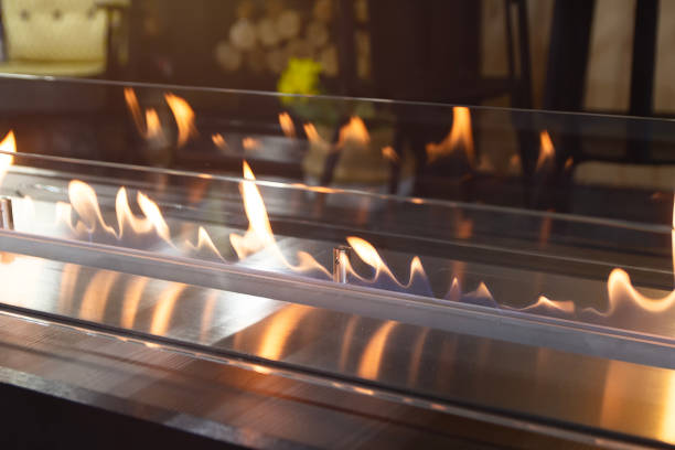 istock Modern electric fireplace close -up 2206258900