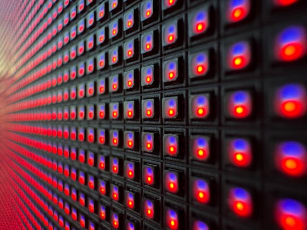 istock Close-up of an illuminated LED matrix display 2206266101