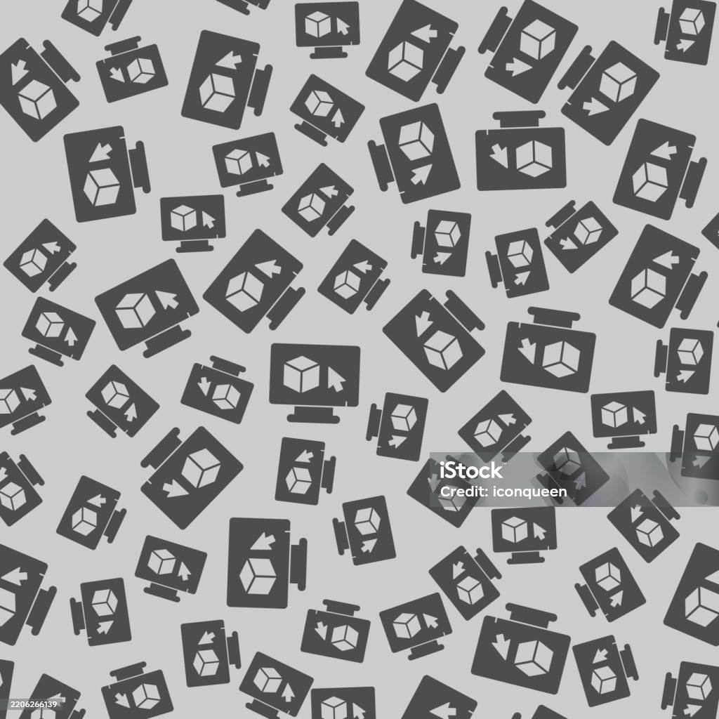 Monitor With 3d Square And Cursor Pointer Solid Seamless Pattern ...