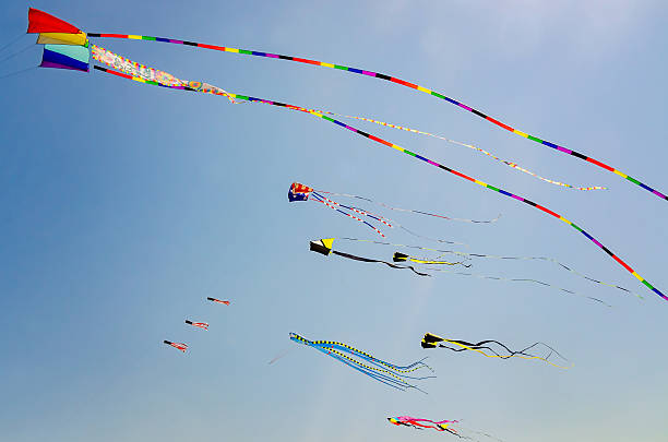 istock Colorful kites flying over beach in Long Beach Mississippi 2206268385