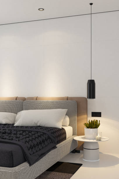istock Elegant Modern Bedroom with Black and White Contrast 2206284758
