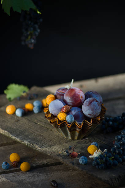 istock natural still life autumn fair colored fruits in rustic style 2206284975