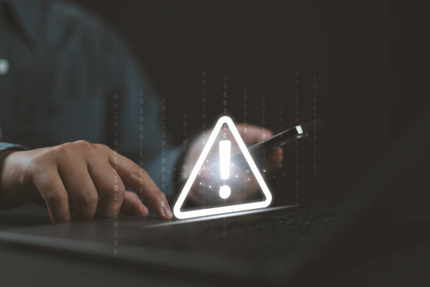 istock error 404 alerts on a laptop, caution of spam in website digital technology. concept of warning symbol or attack cyber, security notification. warn failure of the computer, danger from network mistake 2206287377