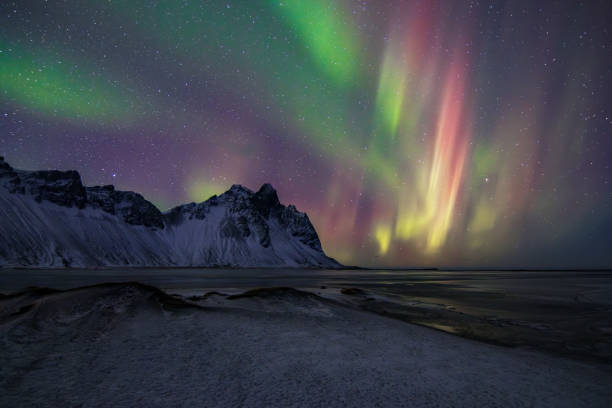 istock Beautiful northern lights in Stokksnes (South Iceland) 2206291991